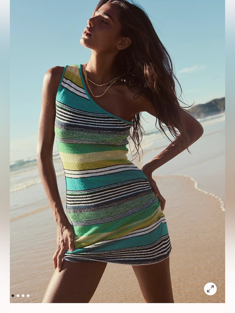 Free People Sun Rays Sweater Mini Dress in Aqua, Green Combo